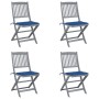 Klappbare Gartenstühle 4 Stück Kissen massives Akazienholz von , Gartenstühle - Ref: Foro24-3064573, Preis: 214,56 €, Rabatt: %