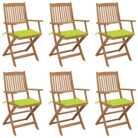 Folding garden chairs 6 units and solid acacia wood cushions by , Garden chairs - Ref: Foro24-3065472, Price: 387,66 €, Disco...