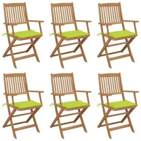Folding garden chairs 6 units and solid acacia wood cushions by , Garden chairs - Ref: Foro24-3065472, Price: 341,43 €, Disco...