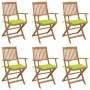 Folding garden chairs 6 units and solid acacia wood cushions by , Garden chairs - Ref: Foro24-3065472, Price: 341,43 €, Disco...