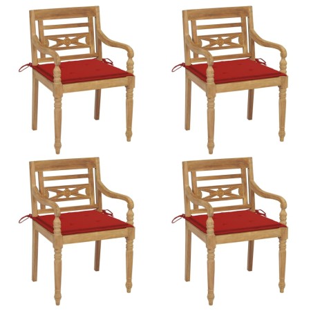 Batavia Stühle 4 Einheiten aus massivem Teakholz mit Kissen von , Gartenstühle - Ref: Foro24-3073301, Preis: 510,70 €, Rabatt: %