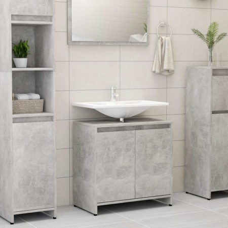 Badezimmerschrank aus betongrauem Sperrholz, 60 x 33 x 61 cm von vidaXL, Badezimmermöbel - Ref: Foro24-802646, Preis: 53,01 €...