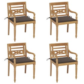 Batavia chairs, 4 units, solid teak wood with cushions. by , Garden chairs - Ref: Foro24-3073303, Price: 505,68 €, Discount: %