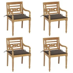 Batavia chairs, 4 units, solid teak wood with cushions. by , Garden chairs - Ref: Foro24-3073303, Price: 494,89 €, Discount: %