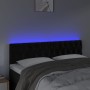 Cabecero con LED de terciopelo negro 144x7x78/88 cm