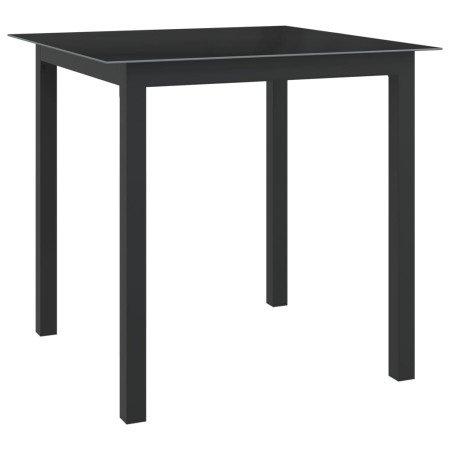 Mesa de jardín de aluminio y vidrio negro 80x80x74 cm