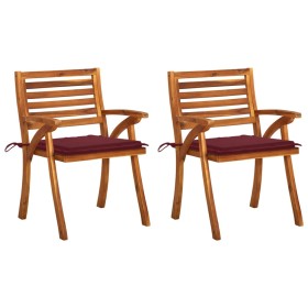 Garden dining chairs with cushions 2 pcs solid acacia wood by , Garden chairs - Ref: Foro24-3060807, Price: 259,19 €, Discoun...