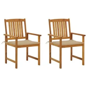 Garden chairs with cushions 2 units solid acacia wood by , Garden chairs - Ref: Foro24-3061173, Price: 155,69 €, Discount: %
