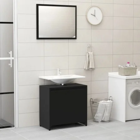 Badezimmermöbelset aus schwarzem Sperrholz von vidaXL, Badezimmermöbel - Ref: Foro24-802652, Preis: 80,45 €, Rabatt: %