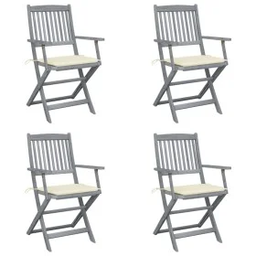 Folding garden chairs 4 pcs cushions solid acacia wood by , Garden chairs - Ref: Foro24-3064511, Price: 186,88 €, Discount: %