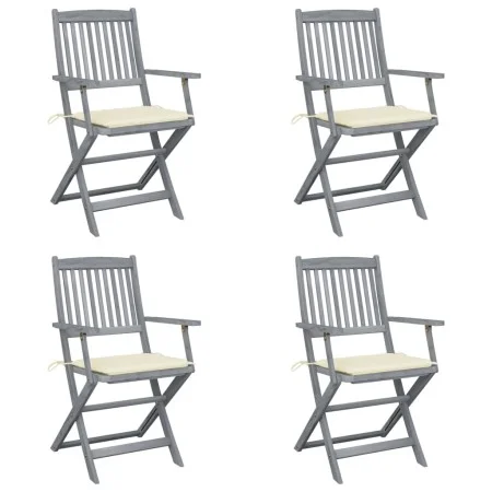 Klappbare Gartenstühle, 4 Stück, Kissen aus massivem Akazienholz von , Gartenstühle - Ref: Foro24-3064511, Preis: 189,26 €, R...