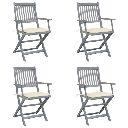 Klappbare Gartenstühle, 4 Stück, Kissen aus massivem Akazienholz von , Gartenstühle - Ref: Foro24-3064511, Preis: 189,24 €, R...