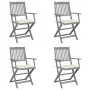 Folding garden chairs 4 pcs cushions solid acacia wood by , Garden chairs - Ref: Foro24-3064511, Price: 189,26 €, Discount: %