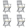Klappbare Gartenstühle, 4 Stück, Kissen aus massivem Akazienholz von , Gartenstühle - Ref: Foro24-3064511, Preis: 189,24 €, R...