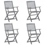 Folding garden chairs 4 pcs cushions solid acacia wood by , Garden chairs - Ref: Foro24-3064511, Price: 189,26 €, Discount: %