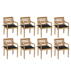 Sillas Batavia 8 unidades madera maciza de teca con cojines de , Sillas de jardín - Ref: Foro24-3073356, Precio: 1,00 €, Desc...