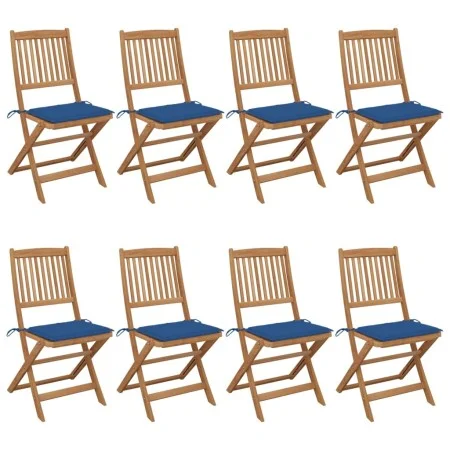 8 pcs folding garden chairs and solid acacia wood cushions by , Garden chairs - Ref: Foro24-3075031, Price: 411,25 €, Discoun...