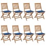 8 pcs folding garden chairs and solid acacia wood cushions by , Garden chairs - Ref: Foro24-3075031, Price: 418,60 €, Discoun...