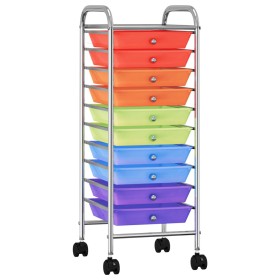 Carrito de almacenaje portátil 10 cajones plástico multicolor