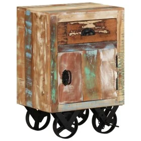Bedside table with wheels solid recycled wood 40x30x57 cm by , Nightstands - Ref: Foro24-328316, Price: 121,41 €, Discount: %