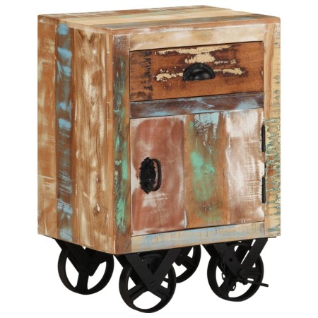 Bedside table with wheels solid recycled wood 40x30x57 cm by , Nightstands - Ref: Foro24-328316, Price: 123,47 €, Discount: %