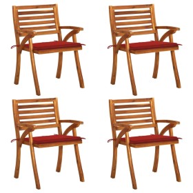 Garden chairs with cushions, 4 units, solid acacia wood. by , Garden chairs - Ref: Foro24-3075180, Price: 527,00 €, Discount: %