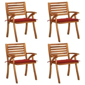 Sillas de jardín con cojines 4 unidades madera maciza de acacia de , Sillas de jardín - Ref: Foro24-3075180, Precio: 411,35 €...