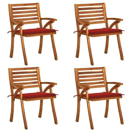 Garden chairs with cushions, 4 units, solid acacia wood. by , Garden chairs - Ref: Foro24-3075180, Price: 428,26 €, Discount: %