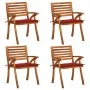 Garden chairs with cushions, 4 units, solid acacia wood. by , Garden chairs - Ref: Foro24-3075180, Price: 428,26 €, Discount: %