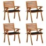 Garden chairs with cushions 4 units solid acacia wood by , Garden chairs - Ref: Foro24-3075181, Price: 402,17 €, Discount: %