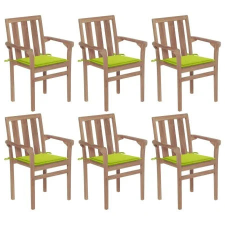 Stapelbare Gartenstühle 6 Stück aus massivem Teakholz mit Kissen von , Gartenstühle - Ref: Foro24-3073417, Preis: 762,42 €, R...