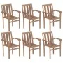 Stapelbare Gartenstühle 6 Stück aus massivem Teakholz mit Kissen von , Gartenstühle - Ref: Foro24-3073417, Preis: 762,42 €, R...