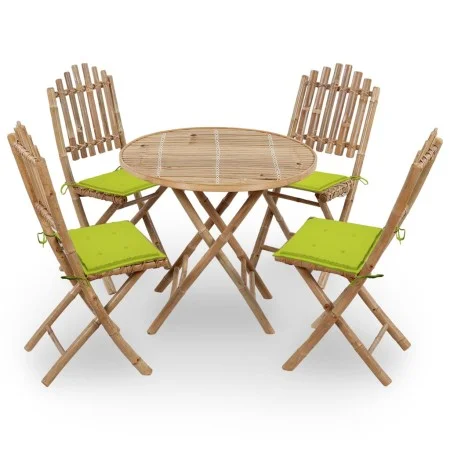 5-piece folding outdoor dining set with bamboo cushions by , Garden sets - Ref: Foro24-3063971, Price: 274,39 €, Discount: %