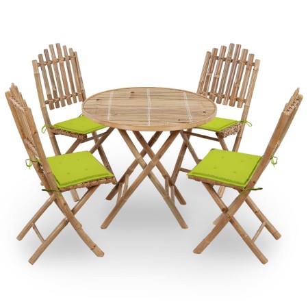 5-teiliges klappbares Outdoor-Essset mit Bambuskissen von , Gartensets - Ref: Foro24-3063971, Preis: 273,50 €, Rabatt: %