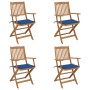 Sillas de jardín plegables 4 uds y cojines madera maciza acacia de , Sillas de jardín - Ref: Foro24-3064627, Precio: 241,62 €...