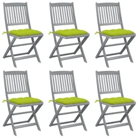 Folding garden chairs 6 pcs solid acacia wood cushions by , Garden chairs - Ref: Foro24-3065460, Price: 316,39 €, Discount: %