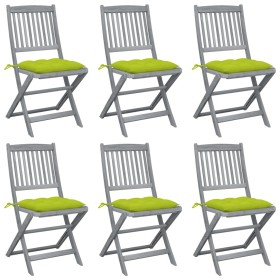 Sillas de jardín plegables 6 uds cojines madera maciza acacia de , Sillas de jardín - Ref: Foro24-3065460, Precio: 333,56 €, ...