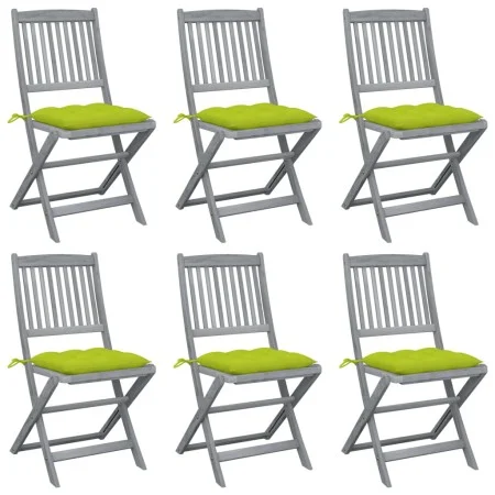 Klappbare Gartenstühle, 6 Stück, Kissen aus massivem Akazienholz von , Gartenstühle - Ref: Foro24-3065460, Preis: 316,84 €, R...