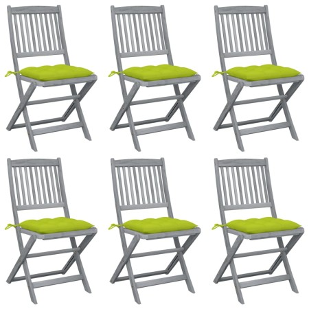 Klappbare Gartenstühle, 6 Stück, Kissen aus massivem Akazienholz von , Gartenstühle - Ref: Foro24-3065460, Preis: 333,56 €, R...