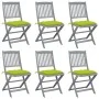 Klappbare Gartenstühle, 6 Stück, Kissen aus massivem Akazienholz von , Gartenstühle - Ref: Foro24-3065460, Preis: 316,84 €, R...