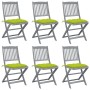 Klappbare Gartenstühle, 6 Stück, Kissen aus massivem Akazienholz von , Gartenstühle - Ref: Foro24-3065460, Preis: 333,56 €, R...