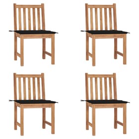 Sillas de jardín 4 unidades madera maciza de teca con cojines de , Sillas de jardín - Ref: Foro24-3073095, Precio: 465,60 €, ...