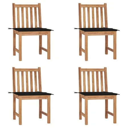 Sillas de jardín 4 unidades madera maciza de teca con cojines de , Sillas de jardín - Ref: Foro24-3073095, Precio: 452,25 €, ...