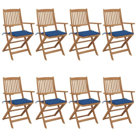 8 pcs folding garden chairs and solid acacia wood cushions by , Garden chairs - Ref: Foro24-3074977, Price: 454,55 €, Discoun...