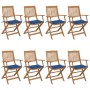 8 pcs folding garden chairs and solid acacia wood cushions by , Garden chairs - Ref: Foro24-3074977, Price: 454,55 €, Discoun...