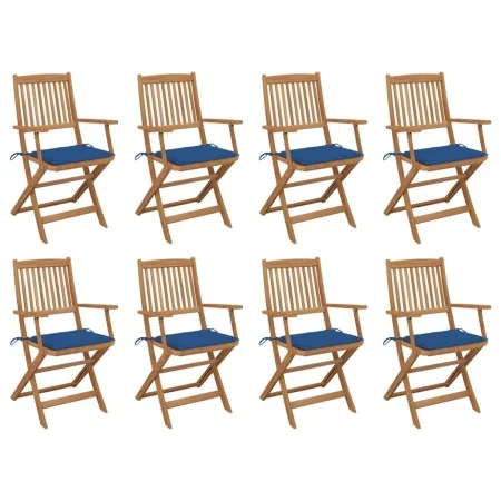 Sillas de jardín plegables 8 uds y cojines madera maciza acacia de , Sillas de jardín - Ref: Foro24-3075095, Precio: 414,30 €...