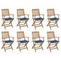 8 pcs folding garden chairs and solid acacia wood cushions by , Garden chairs - Ref: Foro24-3075095, Price: 414,30 €, Discoun...