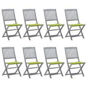 8 pcs folding garden chairs and solid acacia wood cushions by , Garden chairs - Ref: Foro24-3078301, Price: 415,34 €, Discoun...