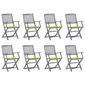 8 pcs folding garden chairs and solid acacia wood cushions by , Garden chairs - Ref: Foro24-3078273, Price: 377,70 €, Discoun...