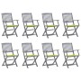 8 pcs folding garden chairs and solid acacia wood cushions by , Garden chairs - Ref: Foro24-3078273, Price: 377,70 €, Discoun...